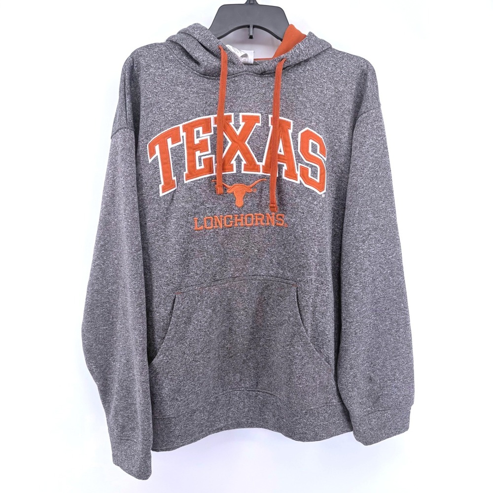 Majestic Section 101 Texas Longhorns Hoodie Mens Large Gray Orange Sweatshirt